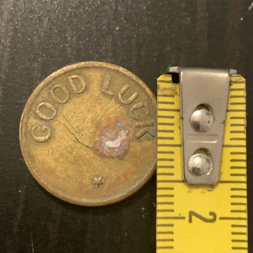 Good Luck coin used, as seen