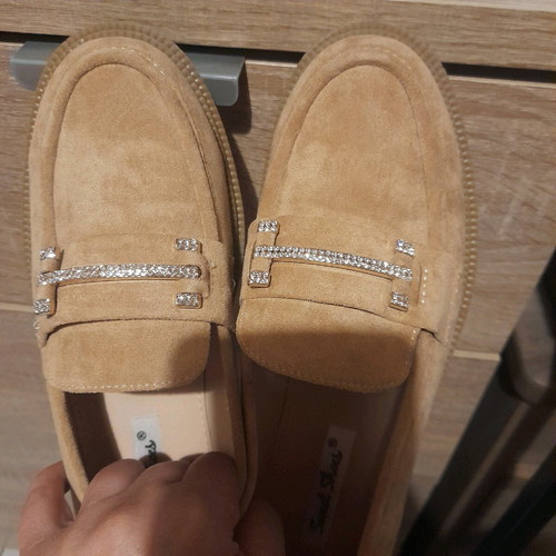 Suede moccasins new size 37 beige with buckle