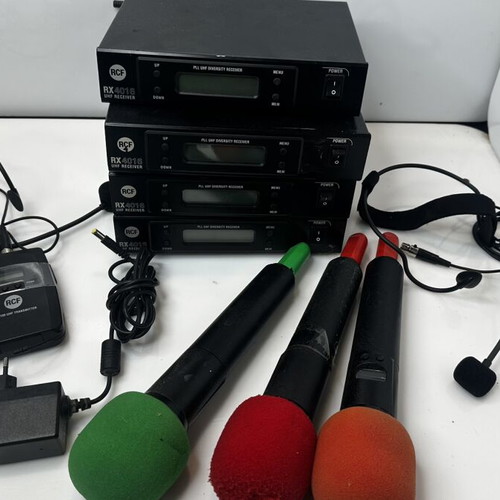 RCF RX4016 microphones used with wireless bodypack cases in poor condition