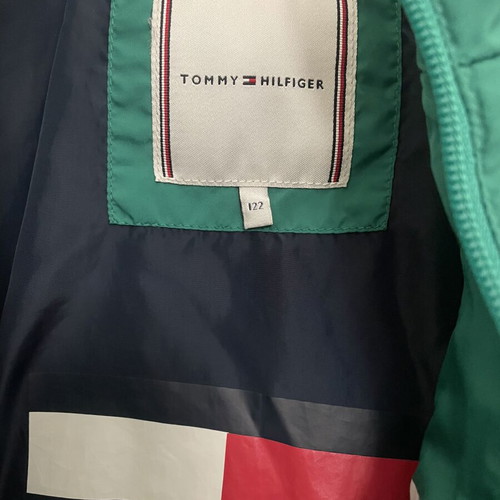 Tommy Hilfiger puffer jacket used, blue and green