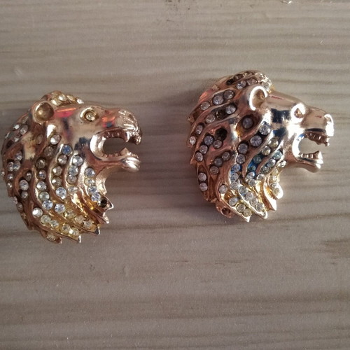 Vintage clip-on earrings 1980s, used, gold tone