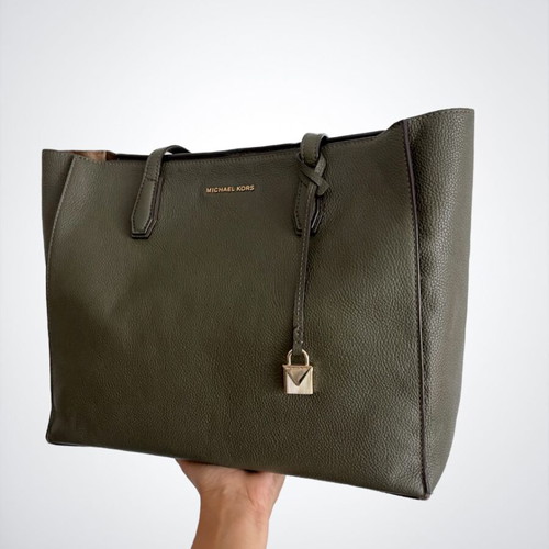 Michael Michael Kors Mercer leather tote bag like new, shoulder, olive