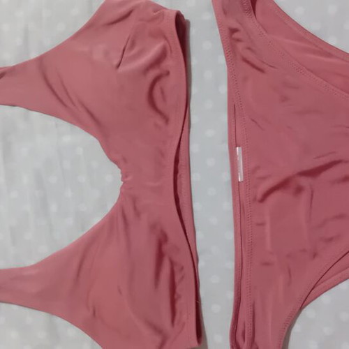 H&M women's swimsuit size 40 like new, pink gold fabric