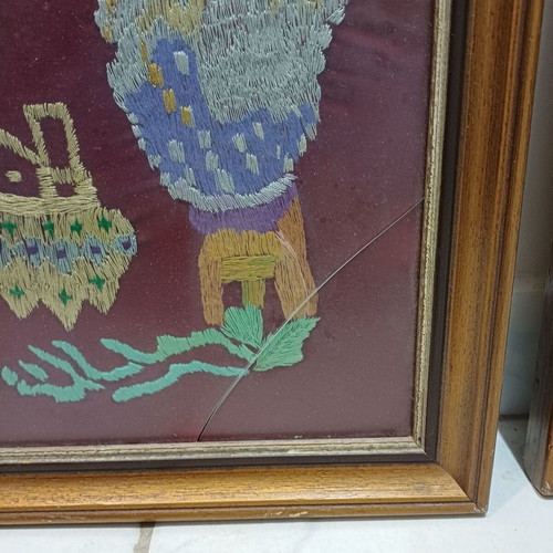 Antisymmetric embroidered paintings used, set of two