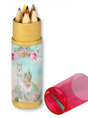 Lama and Cactus Colored Pencils new, set of 10 with name
