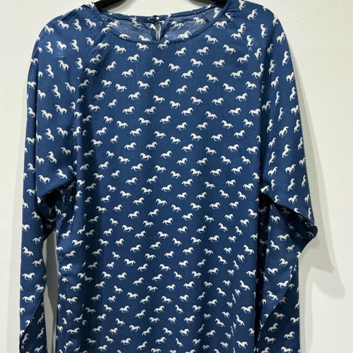 Blue blouse with horse pattern size M like new