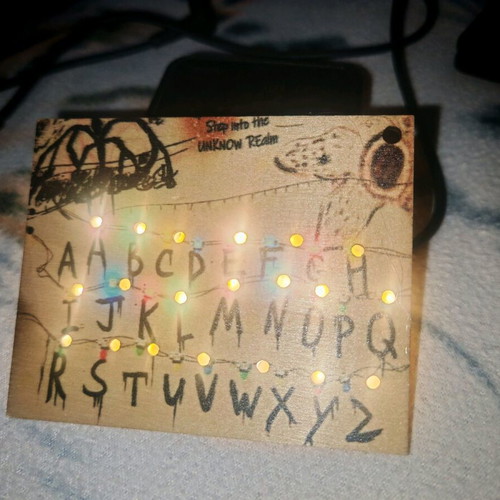 Wooden LED Stranger Things keychain new
