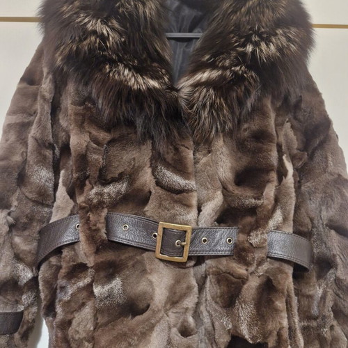 Natural fur jacket, size Large-XLarge, brown