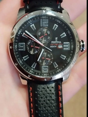 Festina men's watch like new, black and silver