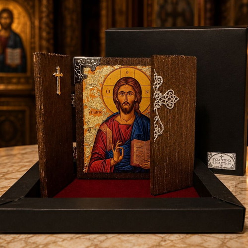 Handmade Christ Pantokrator Icon with Gift Box