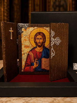 Handmade Christ Pantokrator Icon with Gift Box