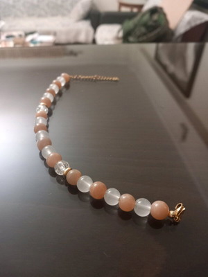 Bracelet with sunstones and crystals new, white and orange