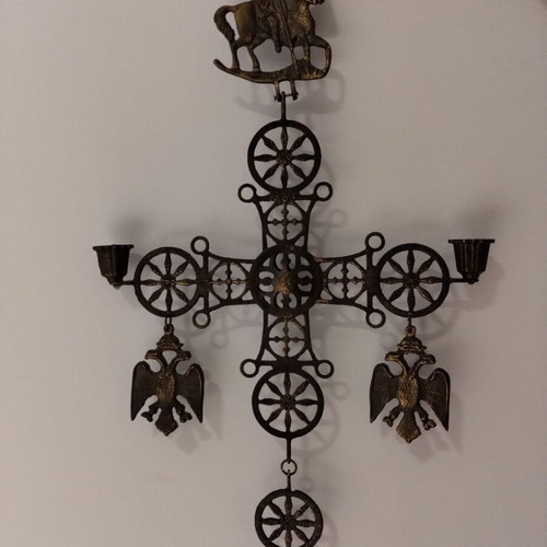 Byzantine cross with bronze candle holder, pendant