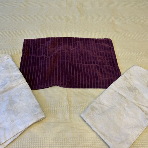 Pillowcases set of 3 purple and cream embossed, like new