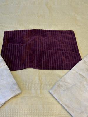Pillowcases set of 3 purple and cream embossed, like new