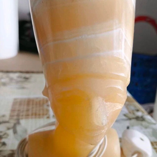 Vintage alabaster lamp with goddess Nefertiti used