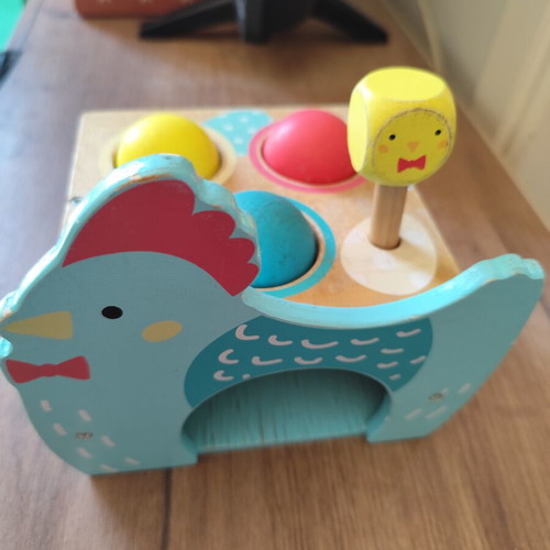 Montessori Djeco Wooden Chicken Hammer Game used