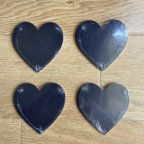 Mini heart-shaped canvas magnets set of 4