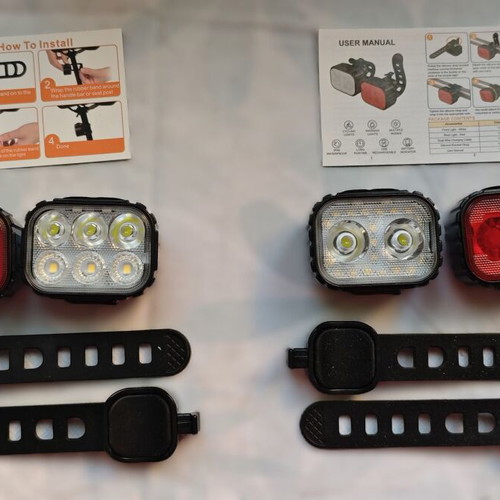 USB Rechargeable Bicycle Lights Set New, Front and Rear LED Waterproof