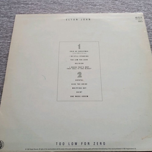 Elton John Too Low For Zero LP Album vinyl record used, pop