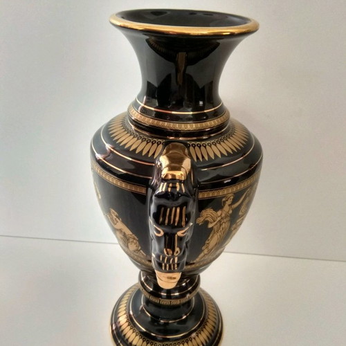 Decorative vase used, handmade, 24k gold plated