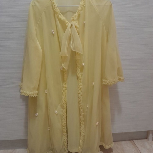 Yellow transparent robe new, size L