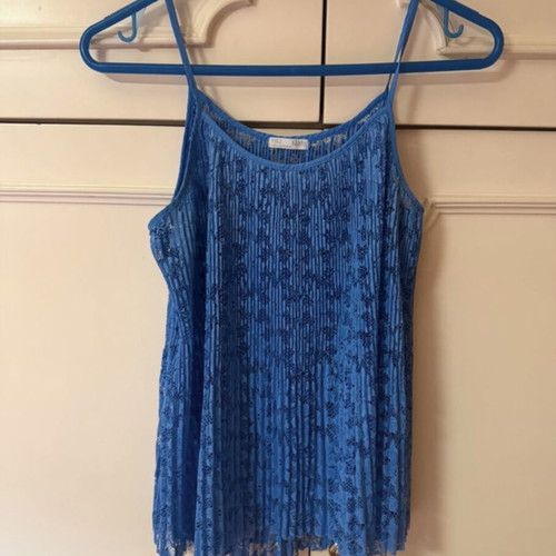 Zara lace top with pleated details, like new, royal blue