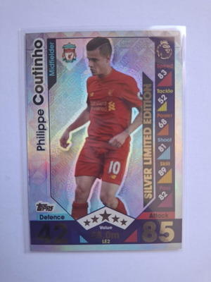Topps Match Attax Premier League 2016-17 Philippe Coutinho Silver Limited Edition