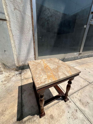 Small wooden table with marble base like new