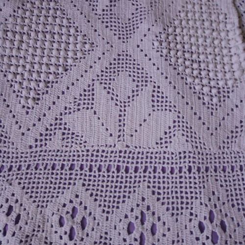 Handmade knitted cotton tablecloth set 145x150 and runner 36x150 cm like new