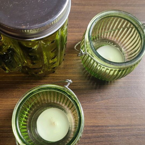 Decorative cactus set with LED and 2 tealights like new