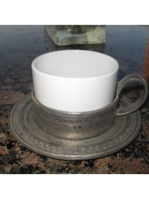 Κούπα Pewter πορσελάνη και κασσίτερος μεταχειρισμένη