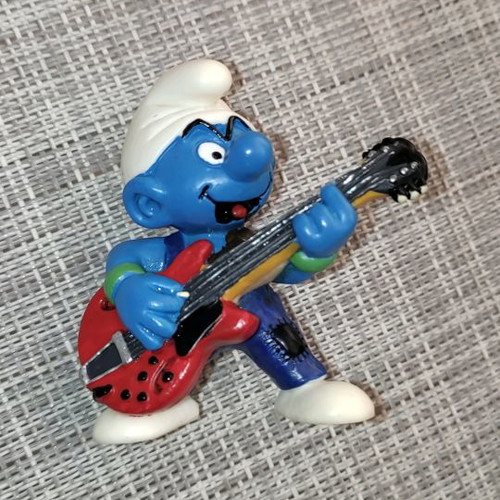 Peyo Schleich Smurfs φιγούρα μεταχειρισμένη, Lead Red Guitar Smurf 1997