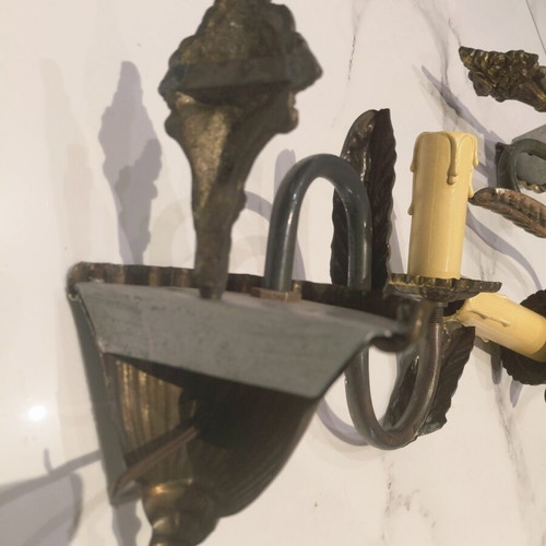 Two vintage brass wall sconces from the 1960s