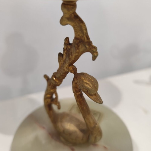 Vintage onyx candlestick with embossed swan decoration