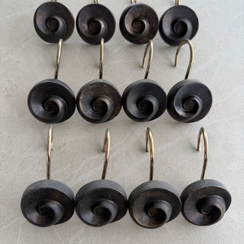 Vintage bronze spiral shower curtain hooks set of 12, like new