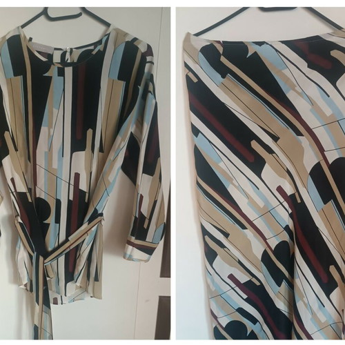 Stefanel silk set with skirt and blouse, colorful