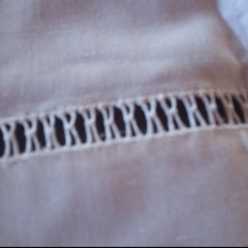 Set of 3 handmade white linen table runners with crocheted cotton lace