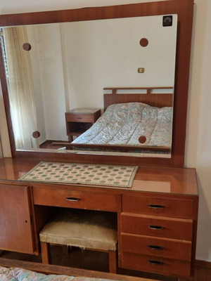 Dressing table used wooden furniture from 1960s with mirror and stool