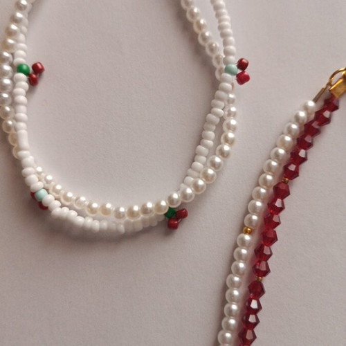 Cherry-themed necklace, bracelet and earrings set, new, gold-colored
