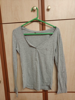 Bershka long-sleeve blouse used, gray, size S