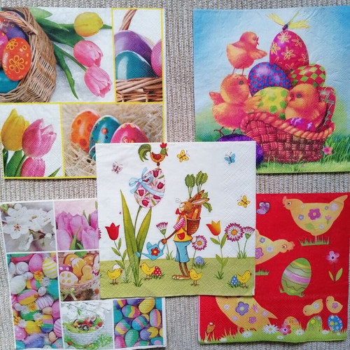 Easter napkins collection set of 5 new