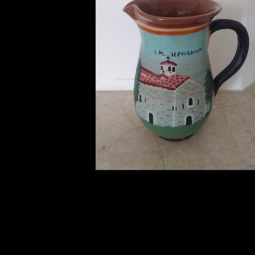 Clay jug from Jerusalem Monastery new, hand-painted