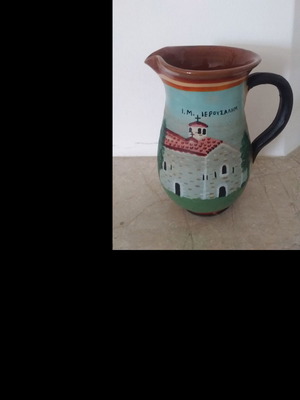 Clay jug from Jerusalem Monastery new, hand-painted