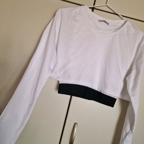 Zara white crop top like new, size S