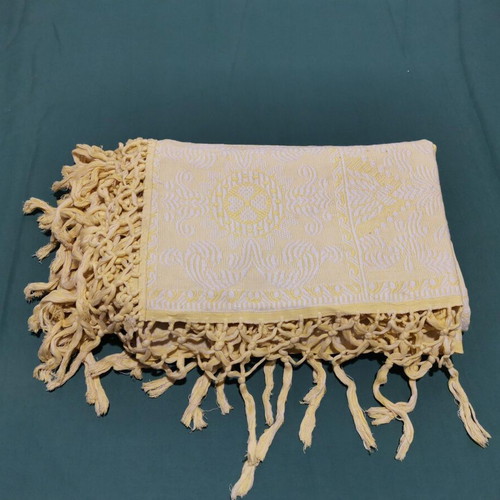 Lace table runner with fringes used, time stain 1940