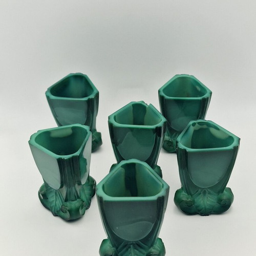 František Halama Art Deco liqueur set malachite glass like new