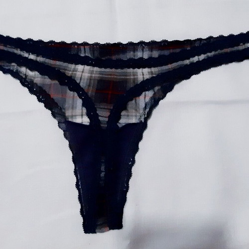 Zara plaid string panties 2-pack, green olive and dark blue, M/L