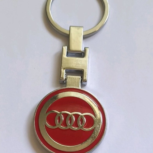 Audi metal double-sided keychain new, red silver
