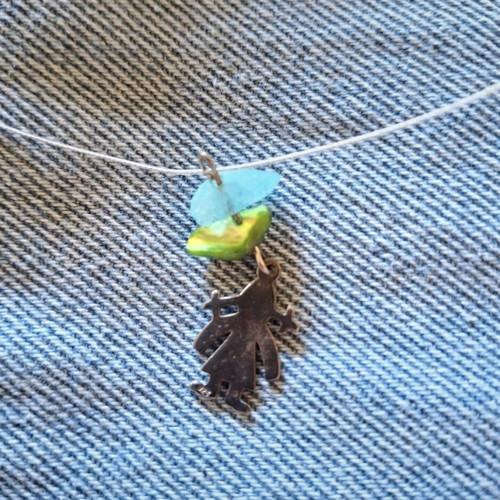 Girl necklace 925 silver like new, multicolor